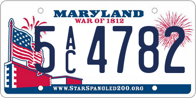MD license plate 5AC4782