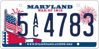 MD license plate 5AC4783