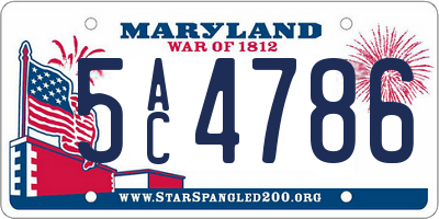 MD license plate 5AC4786