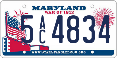MD license plate 5AC4834