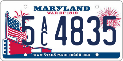 MD license plate 5AC4835