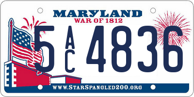 MD license plate 5AC4836