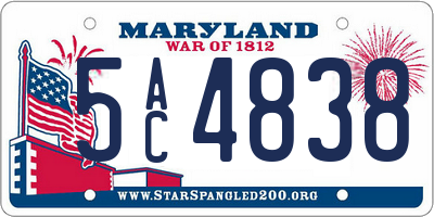 MD license plate 5AC4838