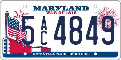 MD license plate 5AC4849