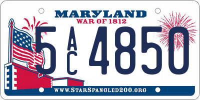 MD license plate 5AC4850