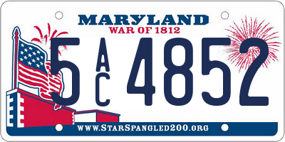 MD license plate 5AC4852