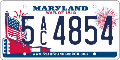 MD license plate 5AC4854