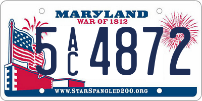 MD license plate 5AC4872