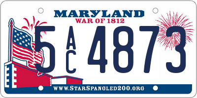 MD license plate 5AC4873
