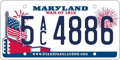 MD license plate 5AC4886