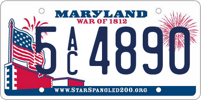 MD license plate 5AC4890
