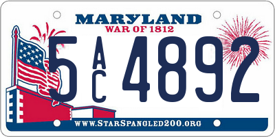 MD license plate 5AC4892