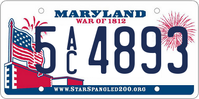 MD license plate 5AC4893