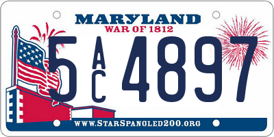 MD license plate 5AC4897