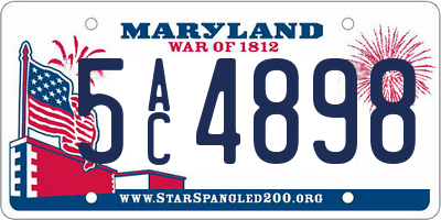 MD license plate 5AC4898