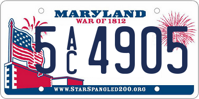 MD license plate 5AC4905
