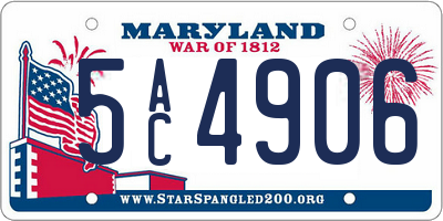 MD license plate 5AC4906