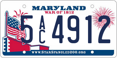 MD license plate 5AC4912