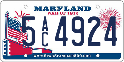 MD license plate 5AC4924