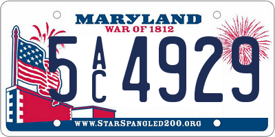 MD license plate 5AC4929