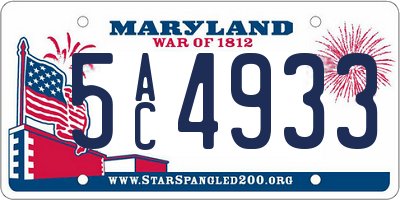 MD license plate 5AC4933