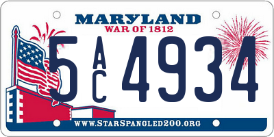 MD license plate 5AC4934