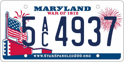 MD license plate 5AC4937