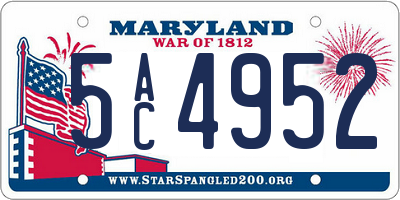 MD license plate 5AC4952