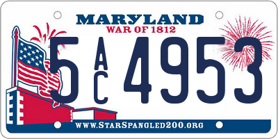 MD license plate 5AC4953