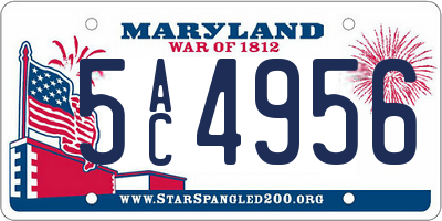 MD license plate 5AC4956
