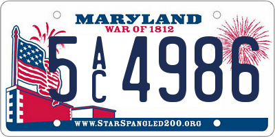MD license plate 5AC4986