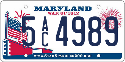 MD license plate 5AC4989