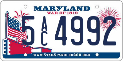 MD license plate 5AC4992