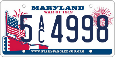 MD license plate 5AC4998