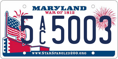 MD license plate 5AC5003