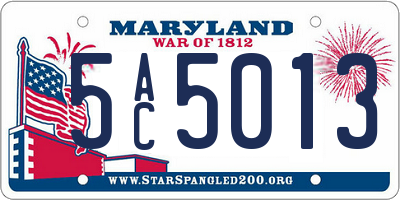 MD license plate 5AC5013