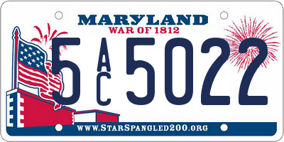 MD license plate 5AC5022