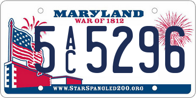 MD license plate 5AC5296