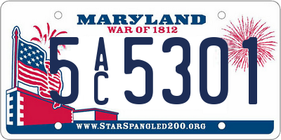 MD license plate 5AC5301