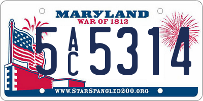 MD license plate 5AC5314