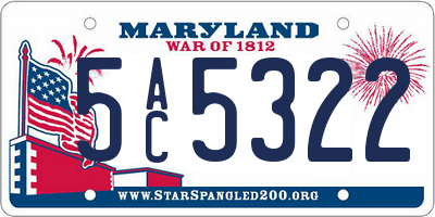 MD license plate 5AC5322