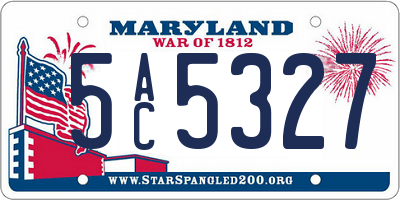 MD license plate 5AC5327