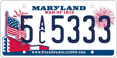 MD license plate 5AC5333