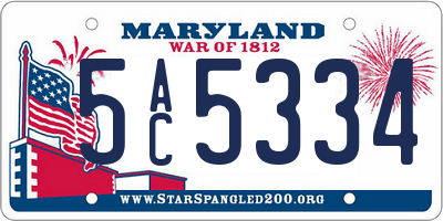 MD license plate 5AC5334