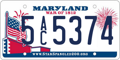 MD license plate 5AC5374