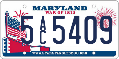 MD license plate 5AC5409