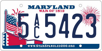 MD license plate 5AC5423