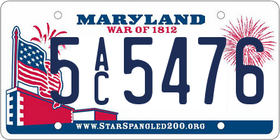 MD license plate 5AC5476