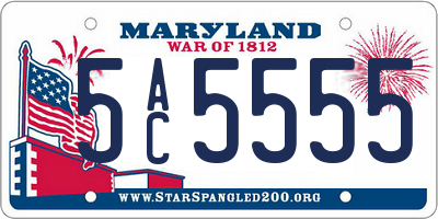 MD license plate 5AC5555