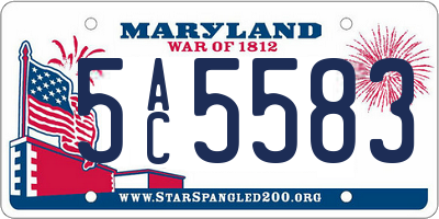 MD license plate 5AC5583